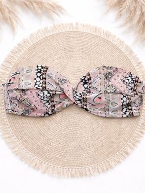 Victoria's Secret Pink and Black Paisley Bandeau Bikini Top ONLY Size 34C